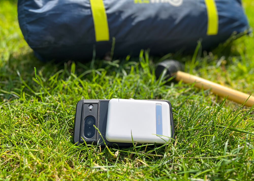 Belkin charger attached to a phone